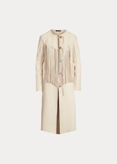 Chaquetas Polo Ralph Lauren Mujer Creme - Fringe Lambskin - FQPIU4687